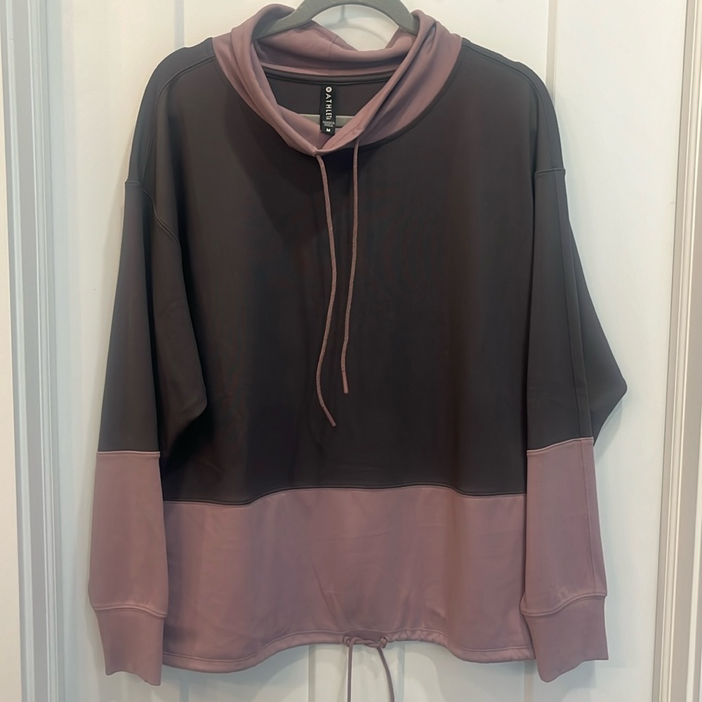 Athleta color‎ block oversized sweatshirt with drawstring waist